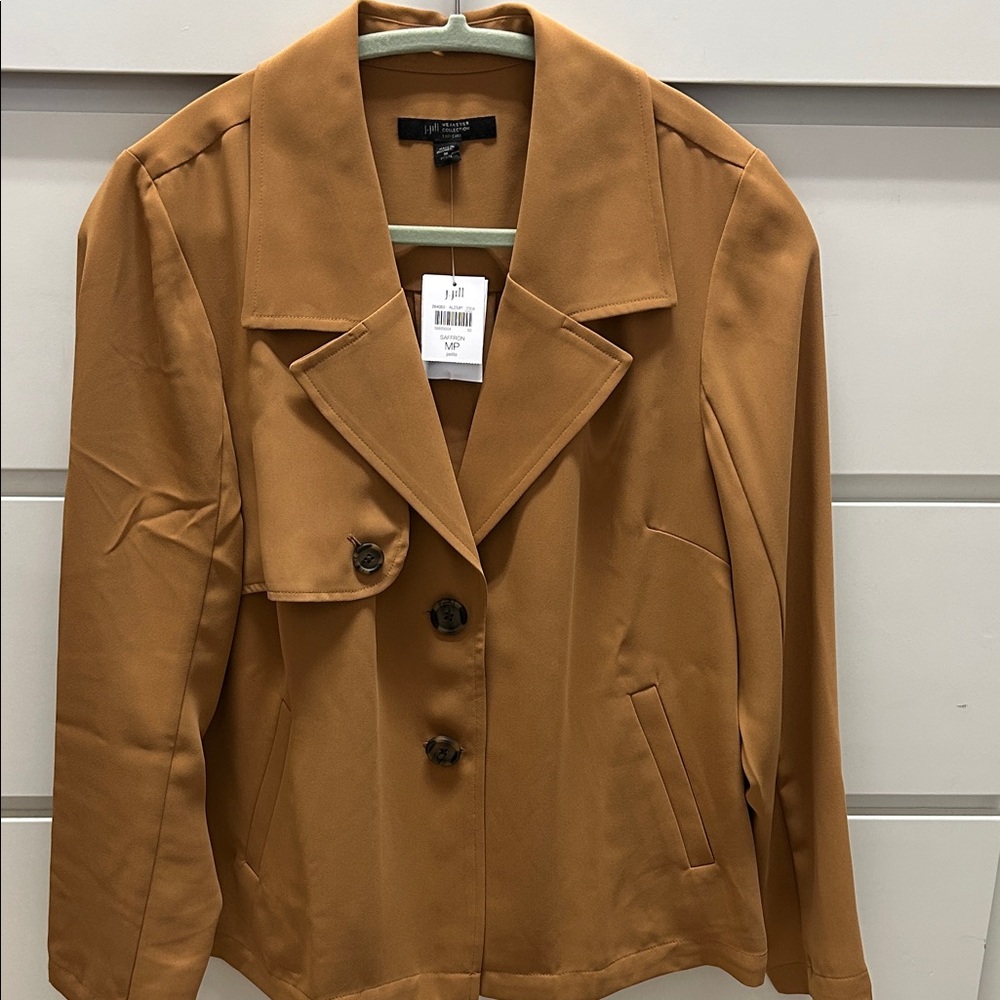 J. Jill Women's New Classic Tan Blazer with Tags and Button Detail